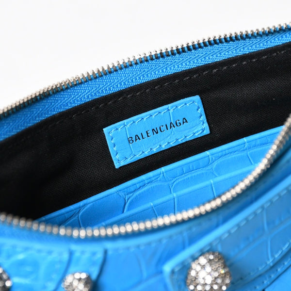 新品同様品 BALENCIAGA バレンシアガ Le Cagole ル・カゴール Mini Chain ミニ チェーン ショルダーバッグ 695814 スカイブルー 中古 4a007219