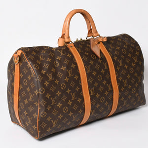 LOUIS VUITTON ルイヴィトン キーポル バンドリエール 50 ボストンバッグ M41416 モノグラム PVC ヌメ革 美品 中古 4a002949