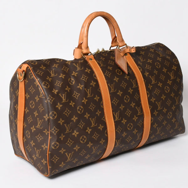 LOUIS VUITTON ルイヴィトン キーポル バンドリエール 50 ボストンバッグ M41416 モノグラム PVC ヌメ革 美品 中古 4a002949