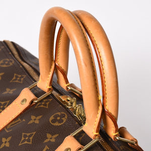 LOUIS VUITTON ルイヴィトン モノグラム キーポル45 ボストンバッグ M41428 PVC ヌメ革 ブラウン ゴールド金具 美品 中古 4a002915