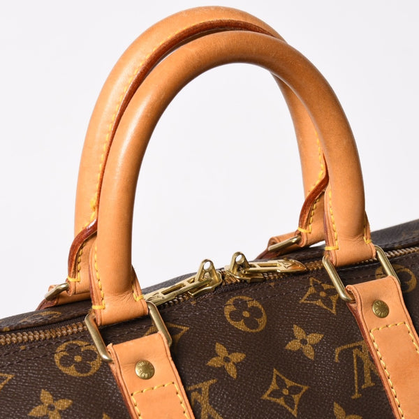 LOUIS VUITTON ルイヴィトン モノグラム キーポル45 ボストンバッグ M41428 PVC ヌメ革 ブラウン ゴールド金具 美品 中古 4a002915
