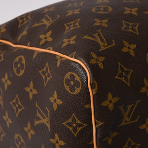LOUIS VUITTON ルイヴィトン モノグラム キーポル45 ボストンバッグ M41428 PVC ヌメ革 ブラウン ゴールド金具 美品 中古 4a002915