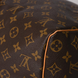 LOUIS VUITTON ルイヴィトン モノグラム キーポル45 ボストンバッグ M41428 PVC ヌメ革 ブラウン ゴールド金具 美品 中古 4a002915