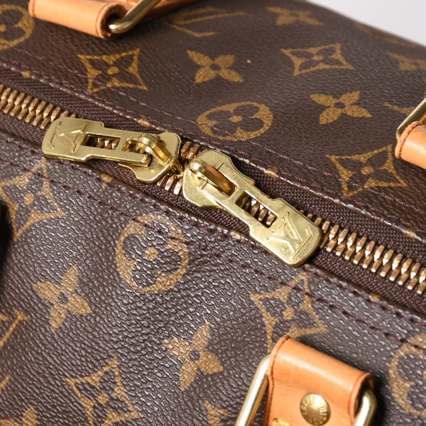 LOUIS VUITTON ルイヴィトン モノグラム キーポル45 ボストンバッグ M41428 PVC ヌメ革 ブラウン ゴールド金具 美品 中古 4a002915