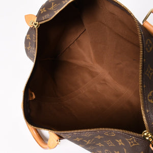 LOUIS VUITTON ルイヴィトン モノグラム キーポル45 ボストンバッグ M41428 PVC ヌメ革 ブラウン ゴールド金具 美品 中古 4a002915