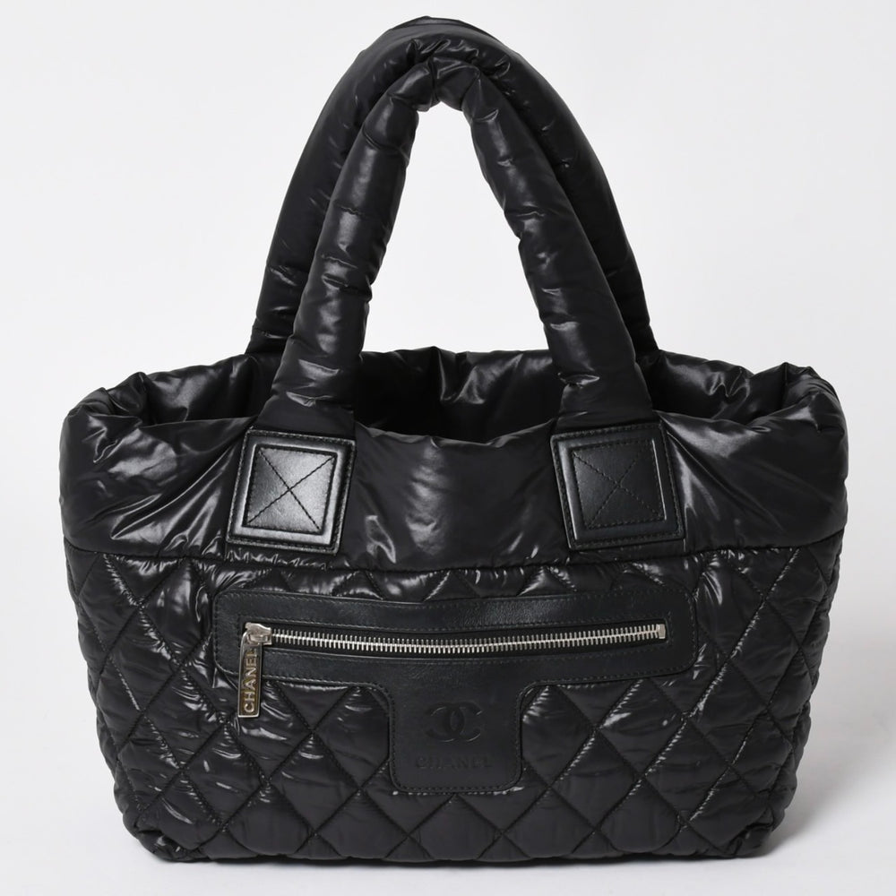 極美品 CHANEL シャネル コココクーン スモールトート ハンドバッグ A48610 16番台 ココマーク ブラック シルバー金具 中古 4a002953
