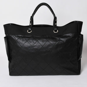 Very Good Condition CHANEL Tote Bag Bali Biarritz Tote TGM No. 11 Black Coated Canvas Leather Silver Hardware Used 4a002884