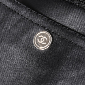 Very Good Condition CHANEL Tote Bag Bali Biarritz Tote TGM No. 11 Black Coated Canvas Leather Silver Hardware Used 4a002884