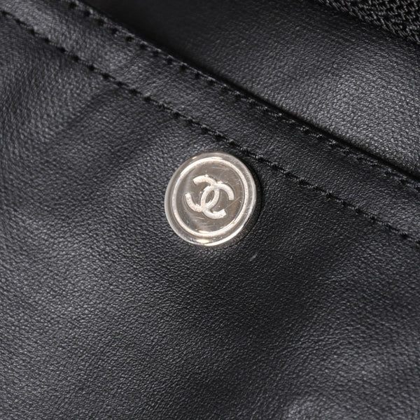 Very Good Condition CHANEL Tote Bag Bali Biarritz Tote TGM No. 11 Black Coated Canvas Leather Silver Hardware Used 4a002884