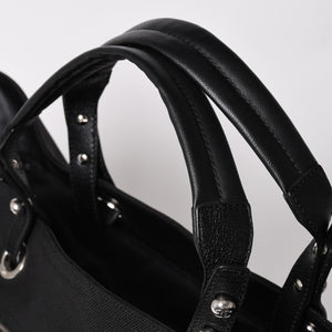 Very Good Condition CHANEL Tote Bag Bali Biarritz Tote TGM No. 11 Black Coated Canvas Leather Silver Hardware Used 4a002884