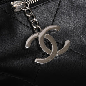 Very Good Condition CHANEL Tote Bag Bali Biarritz Tote TGM No. 11 Black Coated Canvas Leather Silver Hardware Used 4a002884