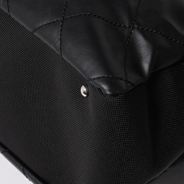 Very Good Condition CHANEL Tote Bag Bali Biarritz Tote TGM No. 11 Black Coated Canvas Leather Silver Hardware Used 4a002884