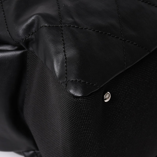 Very Good Condition CHANEL Tote Bag Bali Biarritz Tote TGM No. 11 Black Coated Canvas Leather Silver Hardware Used 4a002884