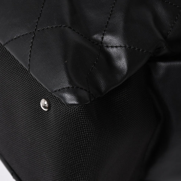 Very Good Condition CHANEL Tote Bag Bali Biarritz Tote TGM No. 11 Black Coated Canvas Leather Silver Hardware Used 4a002884
