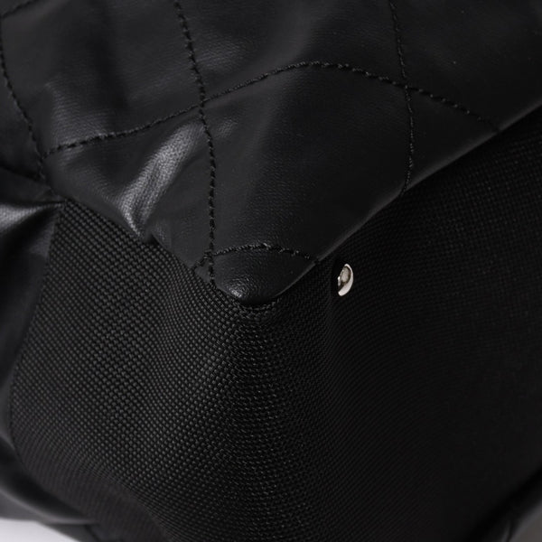 Very Good Condition CHANEL Tote Bag Bali Biarritz Tote TGM No. 11 Black Coated Canvas Leather Silver Hardware Used 4a002884