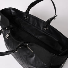 画像をギャラリービューアに読み込む, 極美品 CHANEL シャネル トートバッグ バリビアリッツトートTGM 11番台 ブラック コーティングキャンバス レザー シルバー金具 中古 4a002884