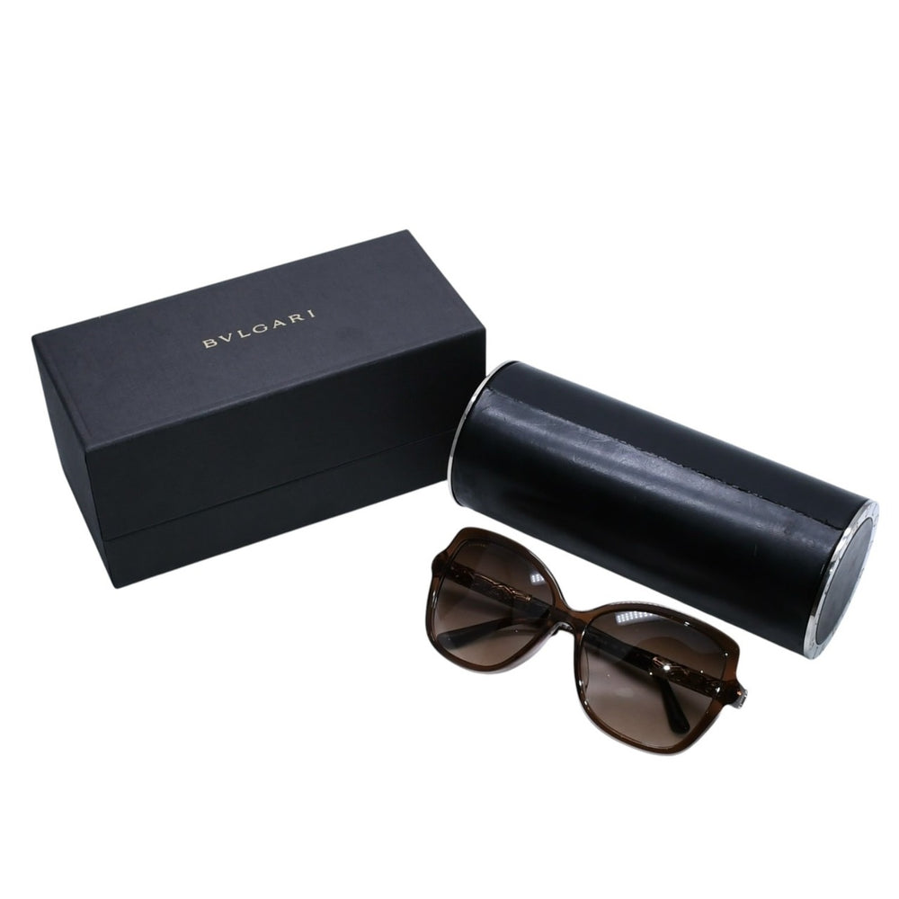 極美品 BVLGARI ブルガリ バタフライ型サングラス ハバナ メガネ アイウェア 58□16 140 メタルフレーム ラインストーン 8174-B-F 中古 4a002958