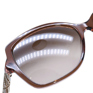 極美品 BVLGARI ブルガリ バタフライ型サングラス ハバナ メガネ アイウェア 58□16 140 メタルフレーム ラインストーン 8174-B-F 中古 4a002958