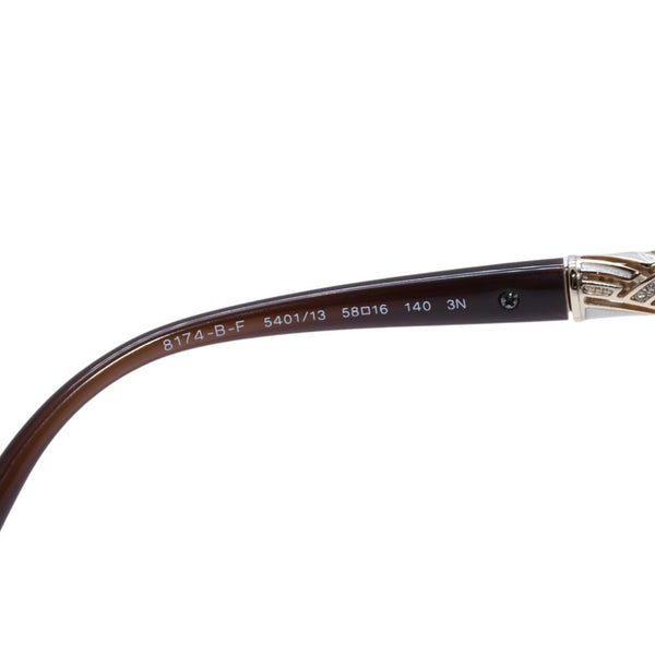 極美品 BVLGARI ブルガリ バタフライ型サングラス ハバナ メガネ アイウェア 58□16 140 メタルフレーム ラインストーン 8174-B-F 中古 4a002958