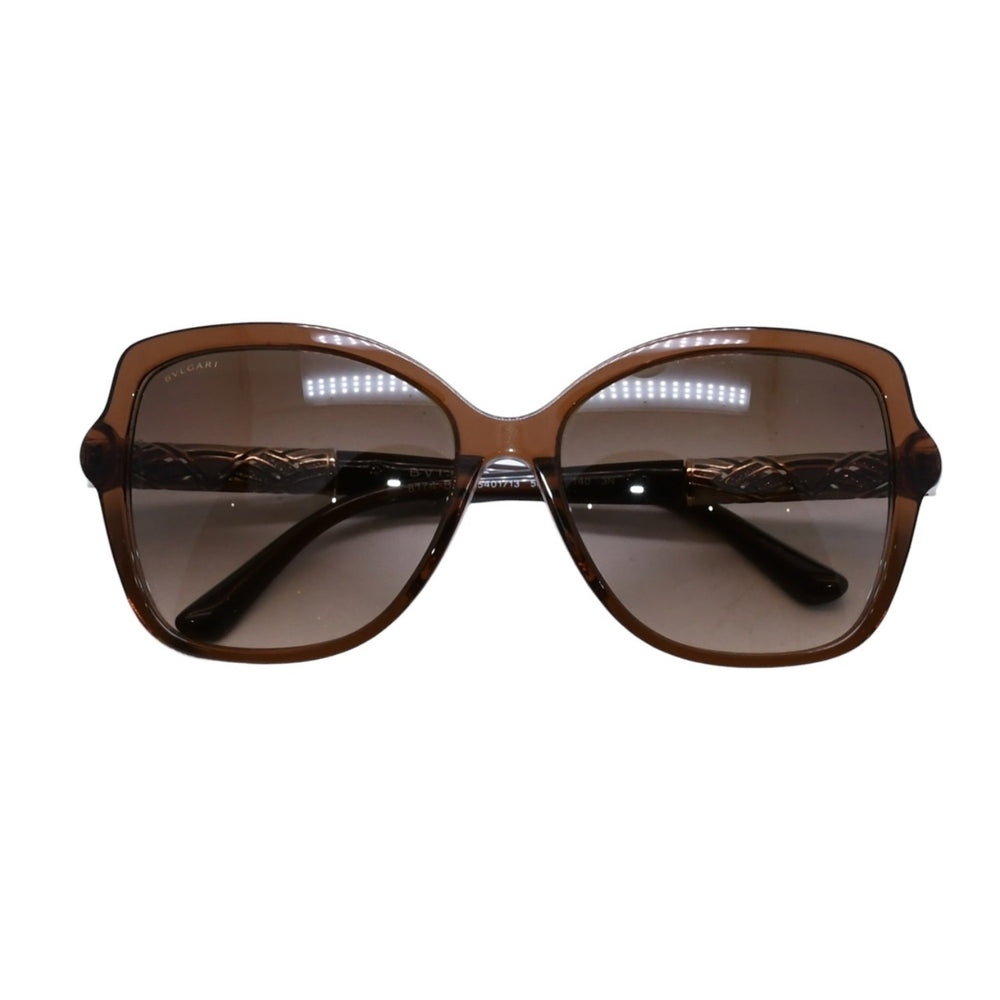 極美品 BVLGARI ブルガリ バタフライ型サングラス ハバナ メガネ アイウェア 58□16 140 メタルフレーム ラインストーン 8174-B-F 中古 4a002958
