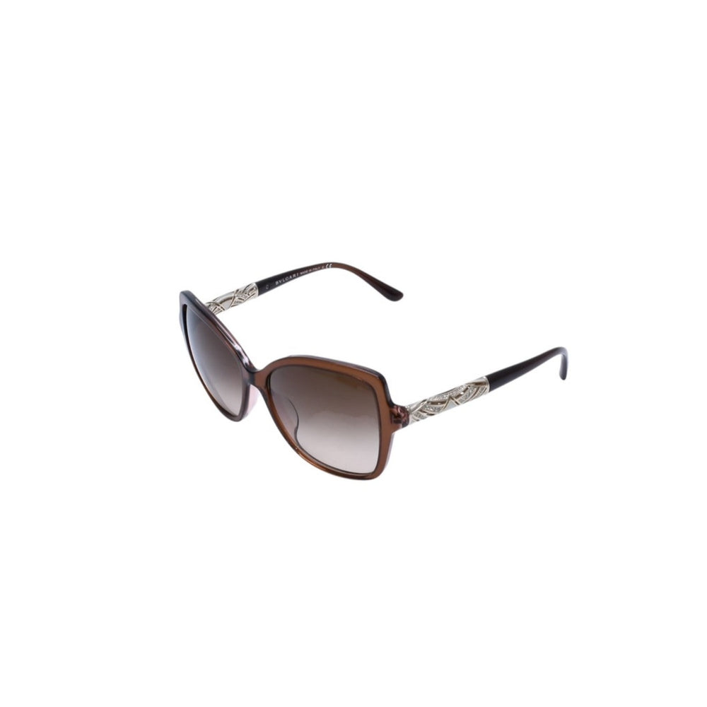 Very Good Condition BVLGARI Butterfly Sunglasses Havana Glasses Eyewear 58□16 140 Metal Frame Rhinestone 8174-B-F Used 4a002958