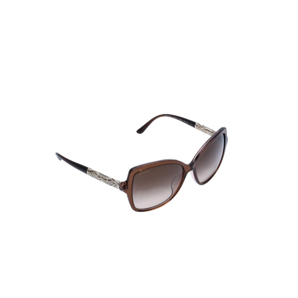 Very Good Condition BVLGARI Butterfly Sunglasses Havana Glasses Eyewear 58□16 140 Metal Frame Rhinestone 8174-B-F Used 4a002958