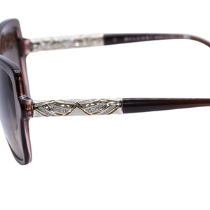 極美品 BVLGARI ブルガリ バタフライ型サングラス ハバナ メガネ アイウェア 58□16 140 メタルフレーム ラインストーン 8174-B-F 中古 4a002958