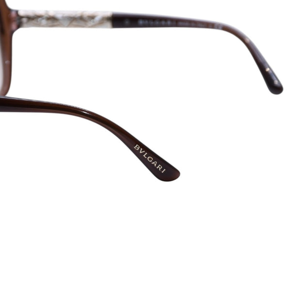 極美品 BVLGARI ブルガリ バタフライ型サングラス ハバナ メガネ アイウェア 58□16 140 メタルフレーム ラインストーン 8174-B-F 中古 4a002958
