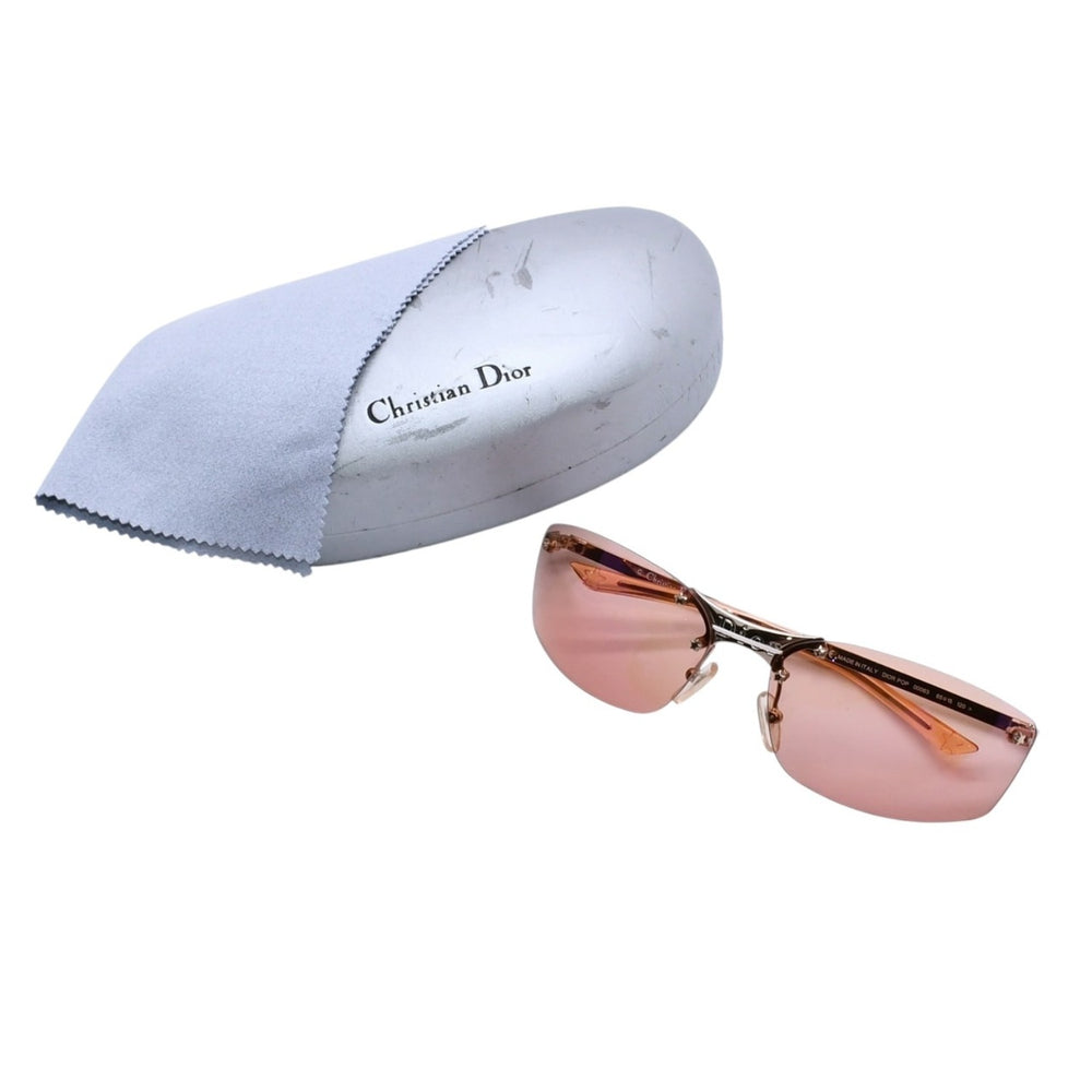 極美品 Christian Dior クリスチャンディオール DIOR POP リムレスサングラス YB7KH アイウェア 星形装飾 オレンジ Y2K メタルフレーム 65□15 120 中古 4a002964