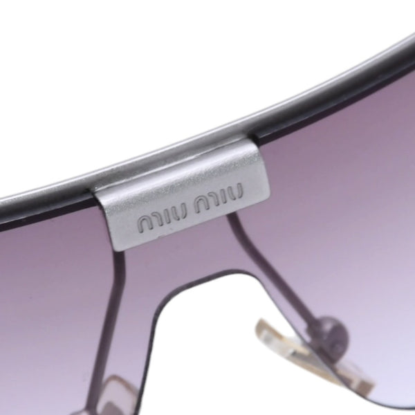 MIUMIU ミュウミュウ ハーフリム サングラス アイウェア SMU 57B 2AC-1Z1 ブラウン シルバー プラスチック メタル 美品 中古 4a003015