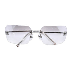 極美品 CHANEL シャネル Sunglasses サングラス クリア ラインストーン シルバー金具 ココマーク 4017-D 62◻︎17 120 中古 4a002961