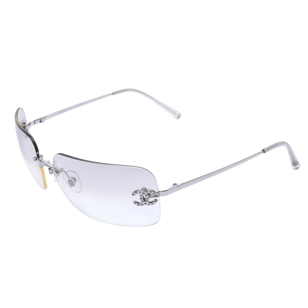 極美品 CHANEL シャネル Sunglasses サングラス クリア ラインストーン シルバー金具 ココマーク 4017-D 62◻︎17 120 中古 4a002961