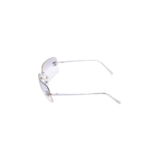 極美品 CHANEL シャネル Sunglasses サングラス クリア ラインストーン シルバー金具 ココマーク 4017-D 62◻︎17 120 中古 4a002961