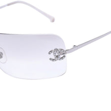 Load image into Gallery viewer, 極美品 CHANEL シャネル Sunglasses サングラス クリア ラインストーン シルバー金具 ココマーク 4017-D 62◻︎17 120 中古 4a002961