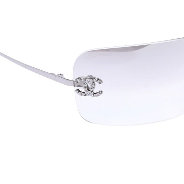 極美品 CHANEL シャネル Sunglasses サングラス クリア ラインストーン シルバー金具 ココマーク 4017-D 62◻︎17 120 中古 4a002961