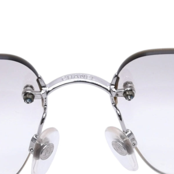 極美品 CHANEL シャネル Sunglasses サングラス クリア ラインストーン シルバー金具 ココマーク 4017-D 62◻︎17 120 中古 4a002961