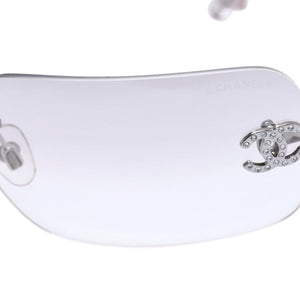 極美品 CHANEL シャネル Sunglasses サングラス クリア ラインストーン シルバー金具 ココマーク 4017-D 62◻︎17 120 中古 4a002961