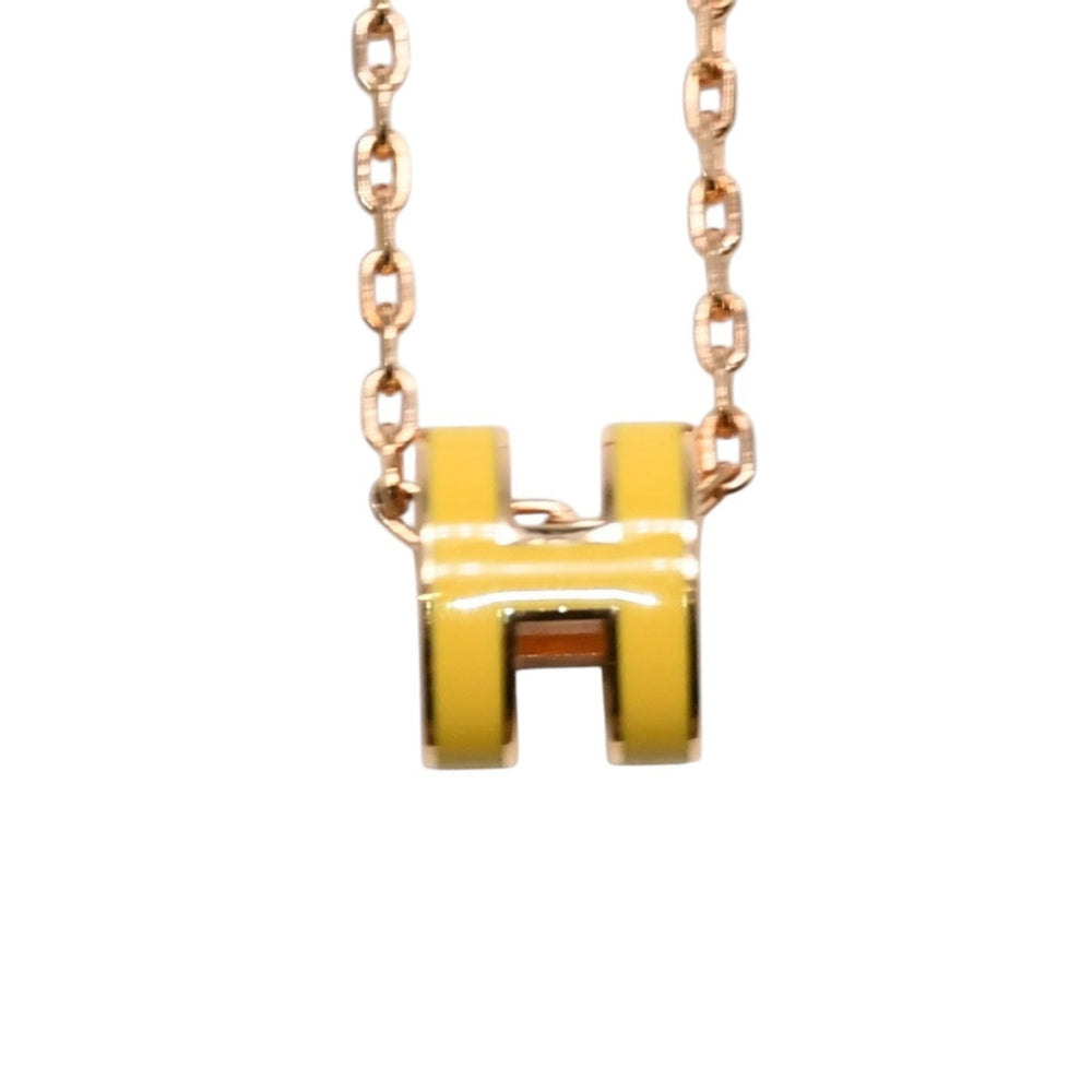 極美品 HERMES エルメス ミニポップH ネックレス Mini Pop H ペンダント イエロー ゴールド金具 中古 4a002972
