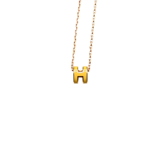 極美品 HERMES エルメス ミニポップH ネックレス Mini Pop H ペンダント イエロー ゴールド金具 中古 4a002972