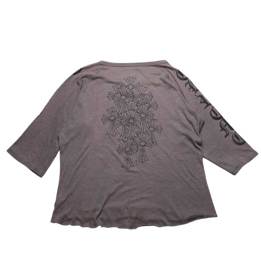 CHROME HEARTS クロムハーツ ヘンリーネック 7部袖Tシャツ サイズXL ヴァインダガー セメタリークロス サンドグレー 美品 中古 4a003160