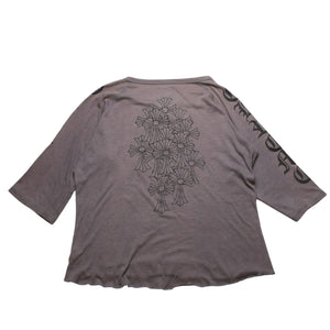 CHROME HEARTS クロムハーツ ヘンリーネック 7部袖Tシャツ サイズXL ヴァインダガー セメタリークロス サンドグレー 美品 中古 4a003160