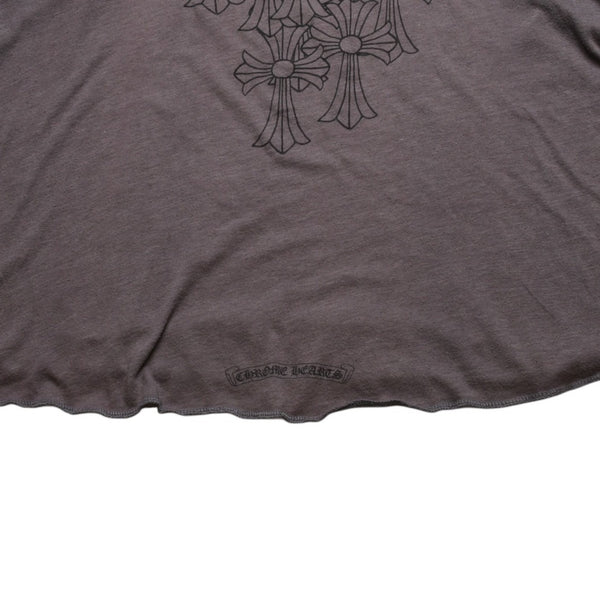 CHROME HEARTS クロムハーツ ヘンリーネック 7部袖Tシャツ サイズXL ヴァインダガー セメタリークロス サンドグレー 美品 中古 4a003160