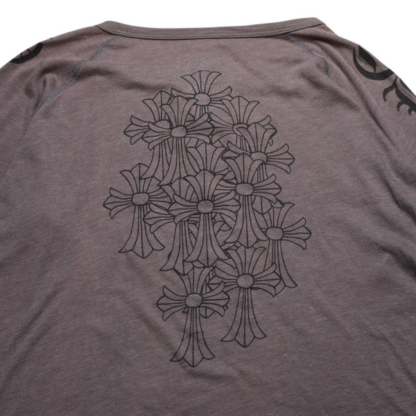 CHROME HEARTS クロムハーツ ヘンリーネック 7部袖Tシャツ サイズXL ヴァインダガー セメタリークロス サンドグレー 美品 中古 4a003160