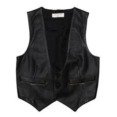 極美品 YVES SAINT LAURENT イヴ サンローラン レザーベスト サイズ36 440246 Y5QQ2 ブラック 中古 4a002651