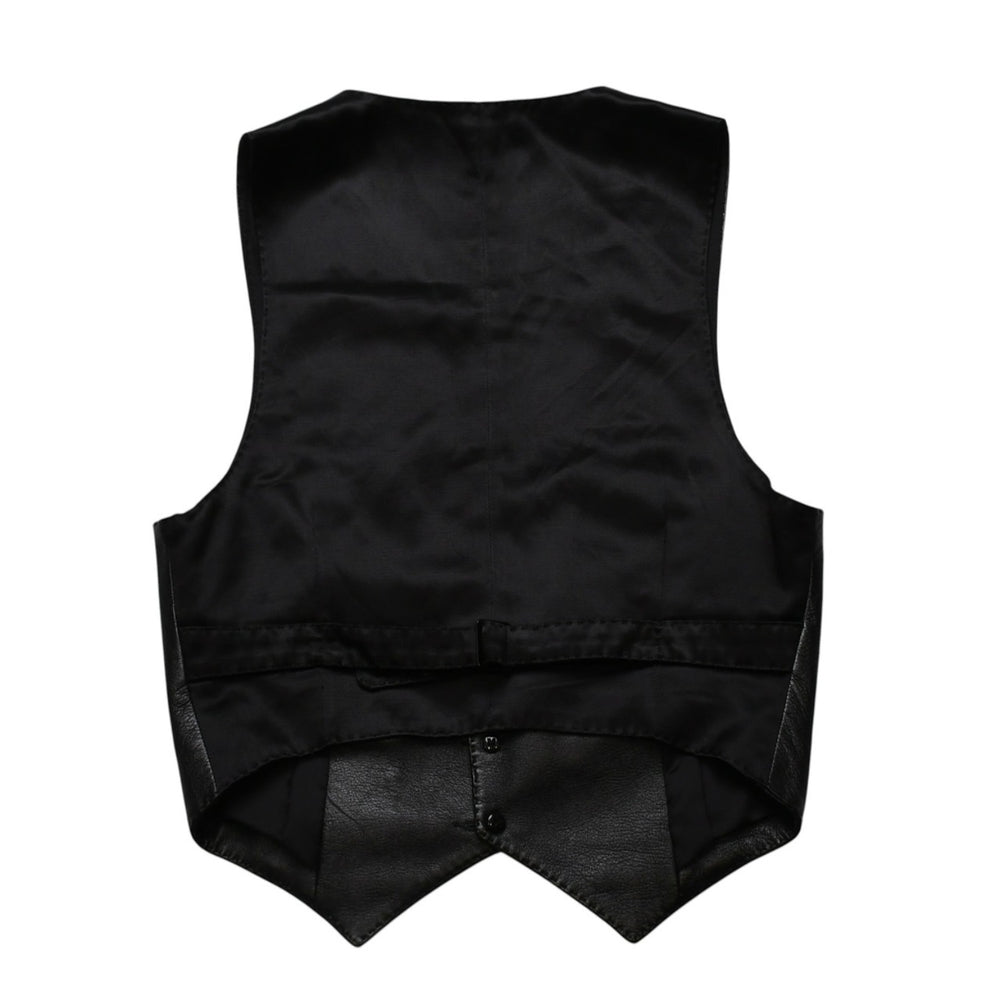 極美品 YVES SAINT LAURENT イヴ サンローラン レザーベスト サイズ36 440246 Y5QQ2 ブラック 中古 4a002651