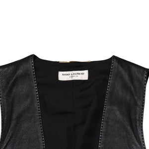 極美品 YVES SAINT LAURENT イヴ サンローラン レザーベスト サイズ36 440246 Y5QQ2 ブラック 中古 4a002651