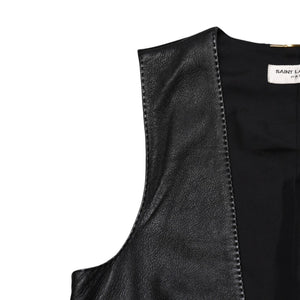 極美品 YVES SAINT LAURENT イヴ サンローラン レザーベスト サイズ36 440246 Y5QQ2 ブラック 中古 4a002651