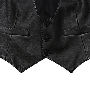 極美品 YVES SAINT LAURENT イヴ サンローラン レザーベスト サイズ36 440246 Y5QQ2 ブラック 中古 4a002651
