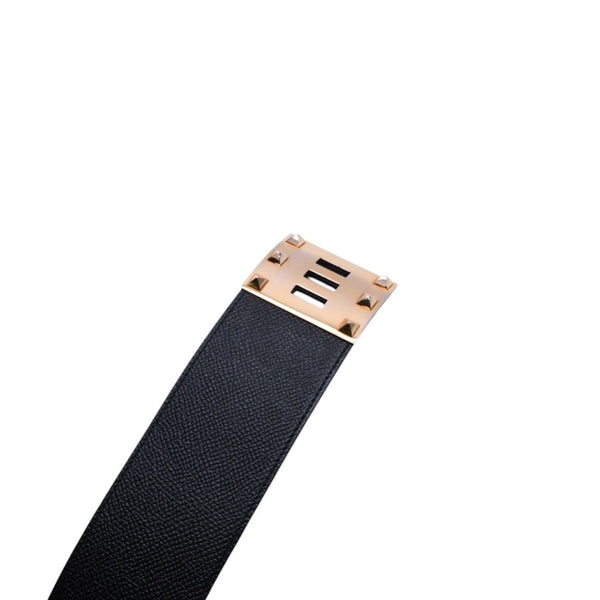 極美品 HERMES エルメス ケリードッグ ケリーバングル ゴールド金具 レザーバンド メタル GP サイズS ブラック T刻印 4a002969