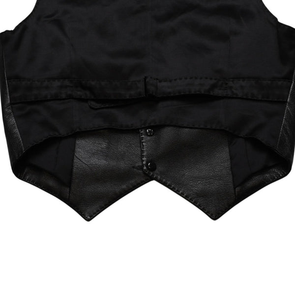 極美品 YVES SAINT LAURENT イヴ サンローラン レザーベスト サイズ36 440246 Y5QQ2 ブラック 中古 4a002651